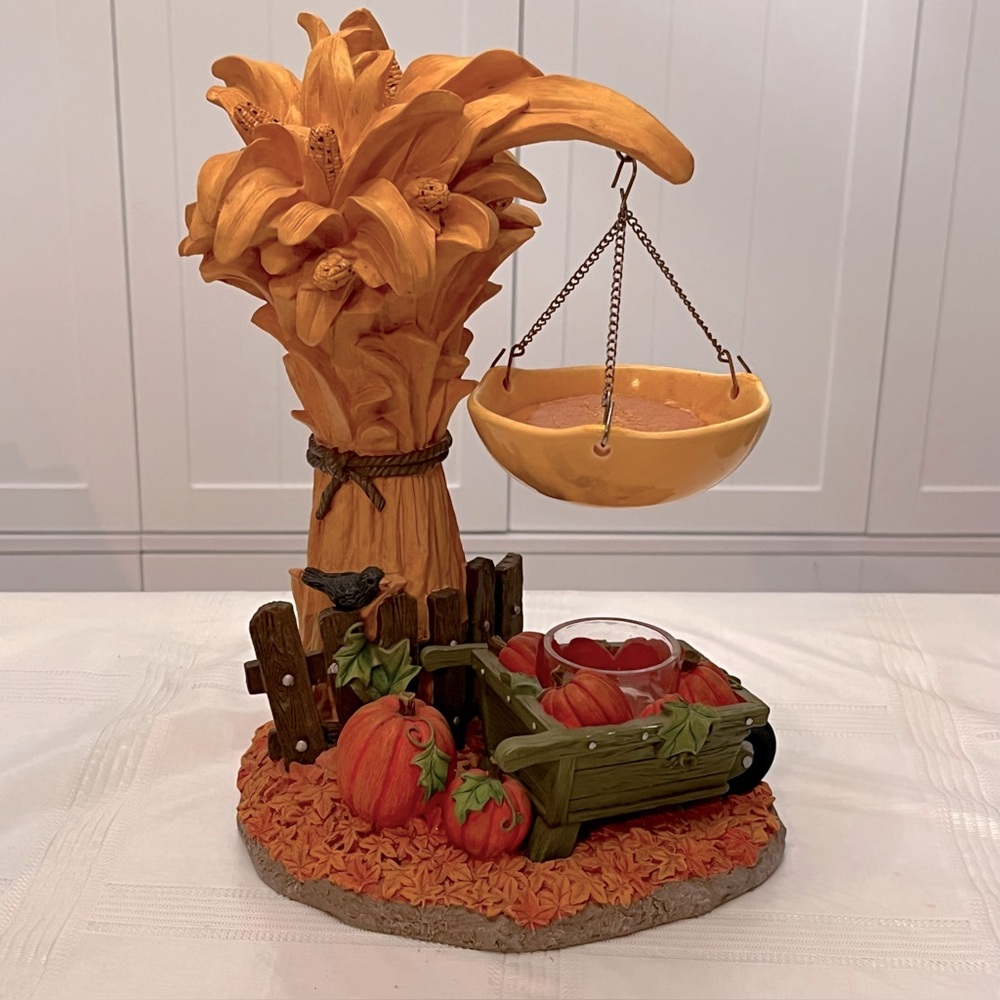 Yankee Candle Retired Hanging Tart Warmer Fall Pumpkin Wheelbarrow